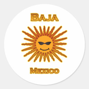 Pegatina Redonda Baja México Sun hace frente al icono