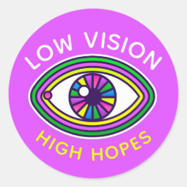 Pegatina Redonda Baja visión, alta esperanza Personalizado concienc