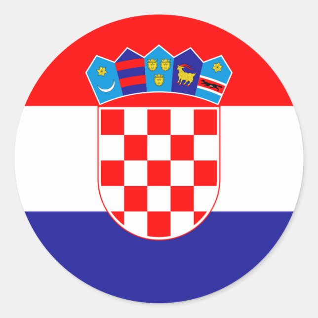 Pegatina Redonda ¡Bajo costo! Bandera de Croacia (Anverso)
