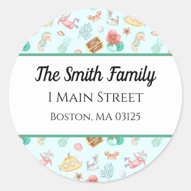 Pegatina Redonda Bajo el mar (Anverso)