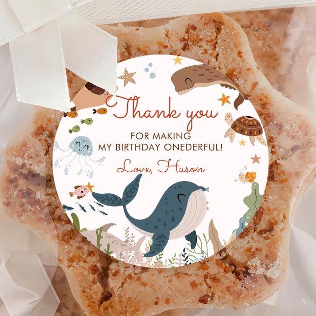 Pegatina Redonda Bajo el mar Ballena Mar Tiburón Vida de primer cum (Subido por el creador)