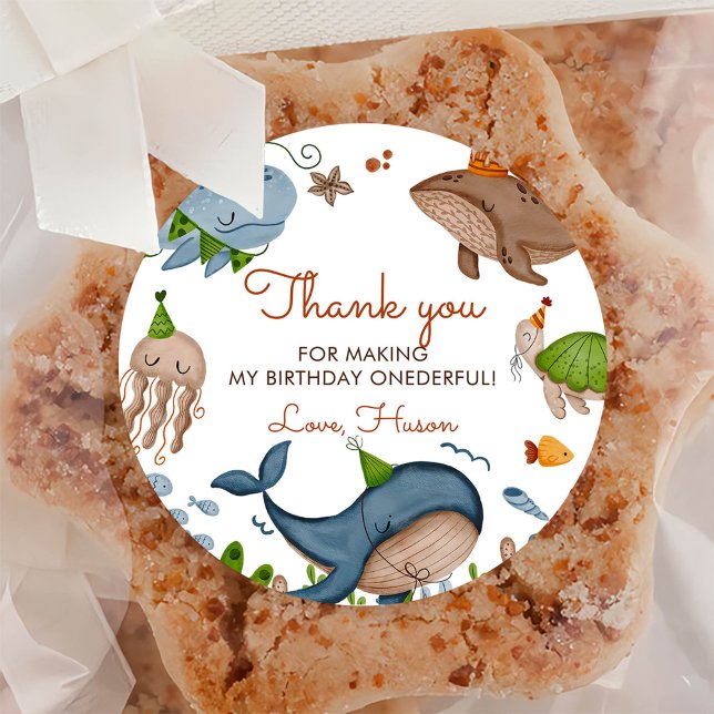 Pegatina Redonda Bajo el mar Ballena Mar Tiburón Vida de primer cum (Subido por el creador)