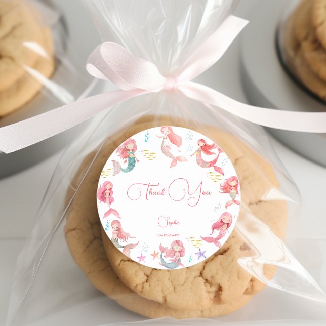 Pegatina Redonda Bajo el mar cumpleaños de las Sirenas (Subido por el creador)