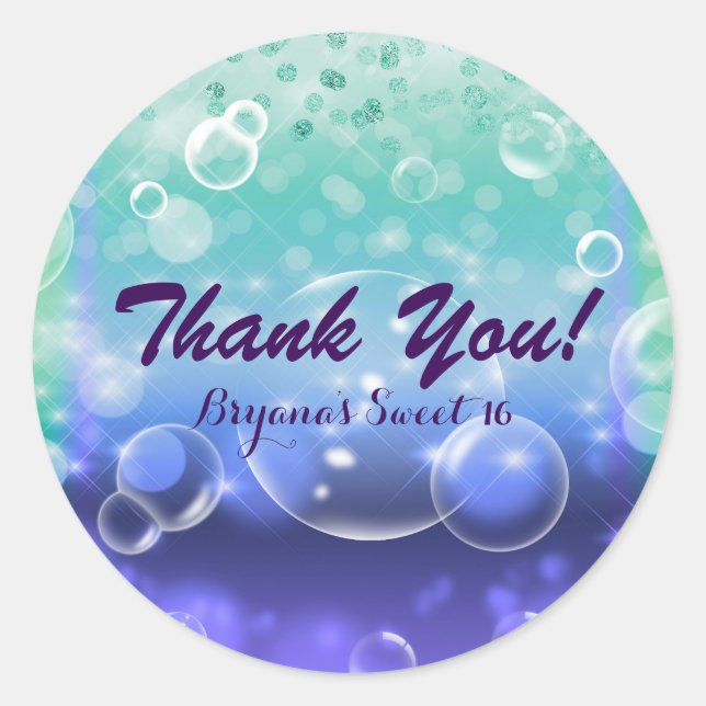 Pegatina Redonda Bajo el Mar, la Fiesta del Océano Tropical Favor (Anverso)