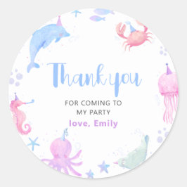 Pegatina Redonda Bajo el mar Los Niños Cumpleaños