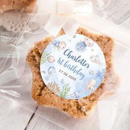 Pegatina Redonda Bajo el mar los niños Fiesta de cumpleaños