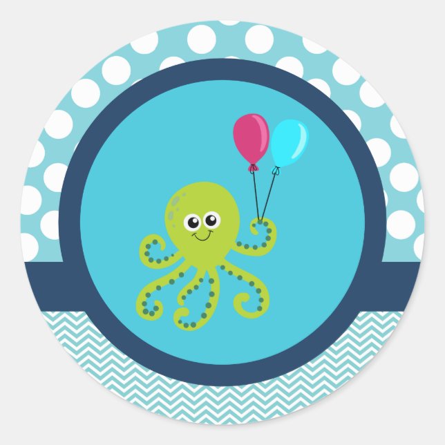 Pegatina Redonda Bajo el mar los Pegatinas del pulpo - los favores  (Anverso)