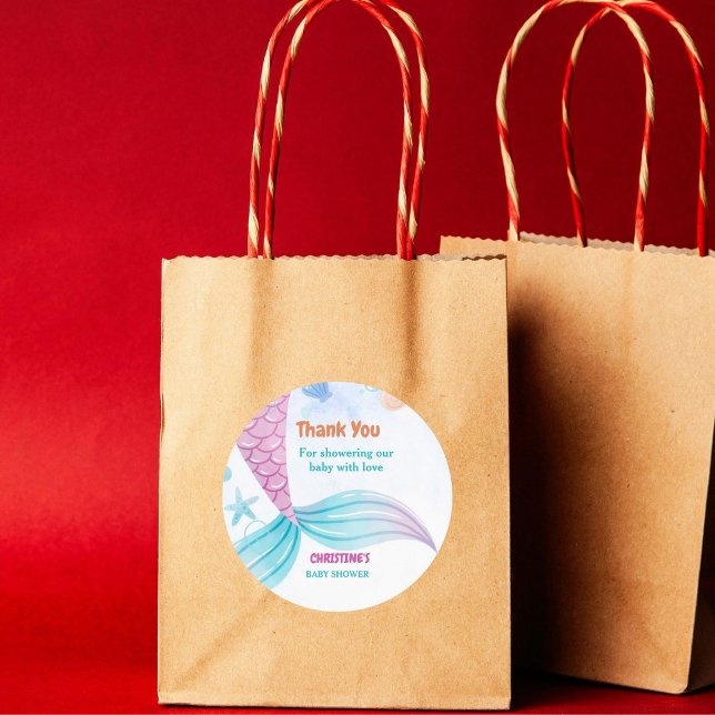 Pegatina Redonda Bajo el mar Mermaid fiesta de ducha para bebé (Subido por el creador)