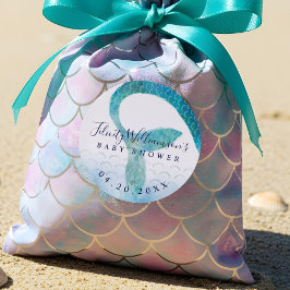 Pegatina Redonda Bajo el mar Océano acuático Baby Shower Sirenita