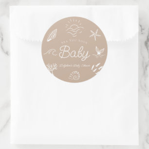 Pegatina Redonda Bajo el Mar Te Vemos Pronto Baby Shower