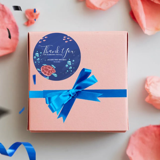 Pegatina Redonda Bajo las criaturas del mar Océano marino (Subido por el creador)