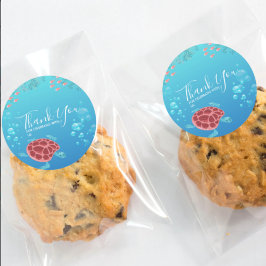 Pegatina Redonda Bajo las criaturas del mar Océano marino