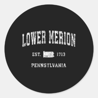 Pegatina Redonda Bajo Merion Pennsylvania Pa Deportes Atléticos