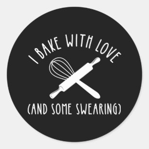 Pegatina Redonda Bake Con Amor (Y Algunos Juran)