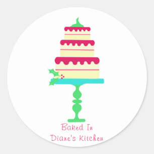 Pegatina Redonda Baked For You Tiered Cake Label