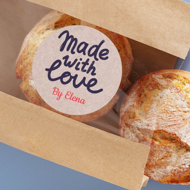 Pegatina Redonda Baked with love Craft Paper (Subido por el creador)