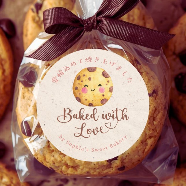 Pegatina Redonda Baked with Love Kraft Kawaii Chocolate Chip Cookie (Subido por el creador)