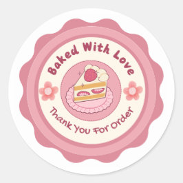 Pegatina Redonda Baked With Love Sticker