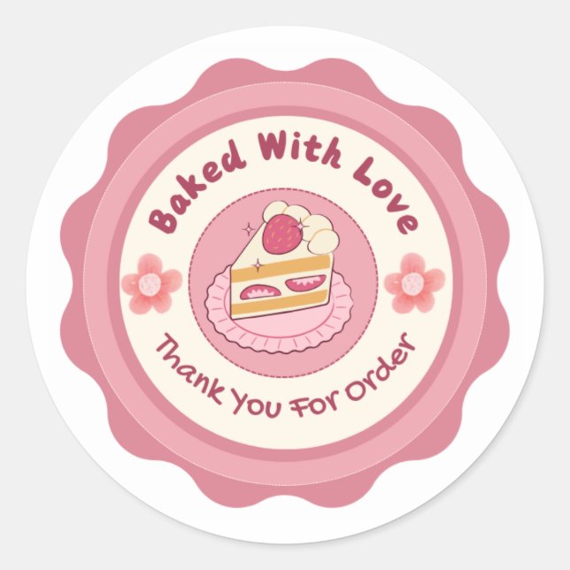 Pegatina Redonda Baked With Love Sticker (Anverso)