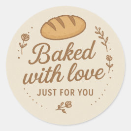 Pegatina Redonda Baked With Love Sticker Label