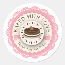 Pegatina Redonda Baked with Love Thank You For Order Round Sticker