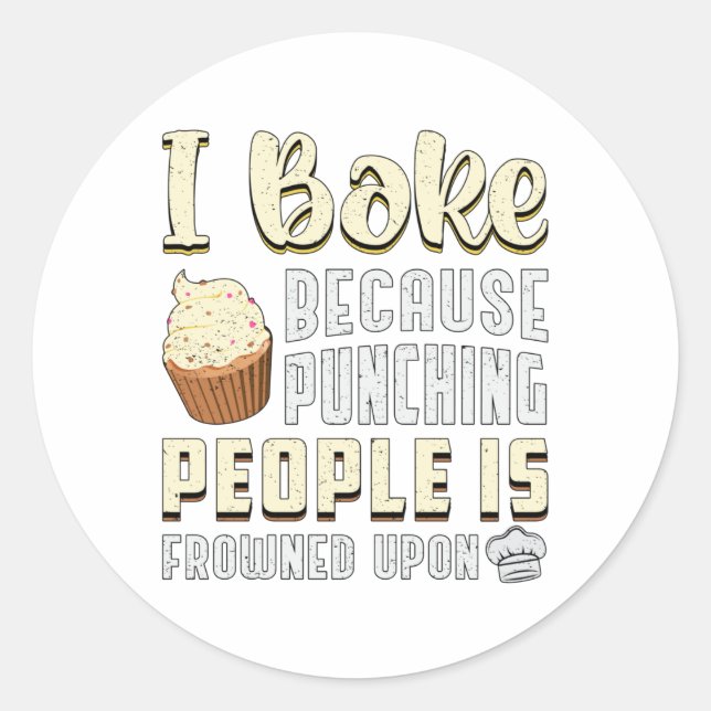 Pegatina Redonda Baker Bakery Bake Bake Baking Bread Funny Gift (Anverso)