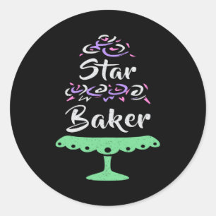 Pegatina Redonda Baker Baking Panadería Tartas de pan Idea de regal