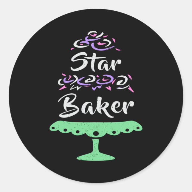 Pegatina Redonda Baker Baking Panadería Tartas de pan Idea de regal (Anverso)