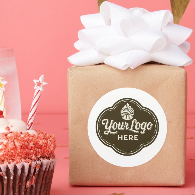 Pegatina Redonda Baker Custom Logo Espresso Brown Round  (Fiesta)