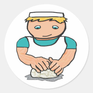 Pegatina Redonda Baker Kneading Dough para hacer pan