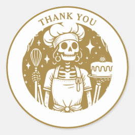 Pegatina Redonda Baker Pastry Chef Gold