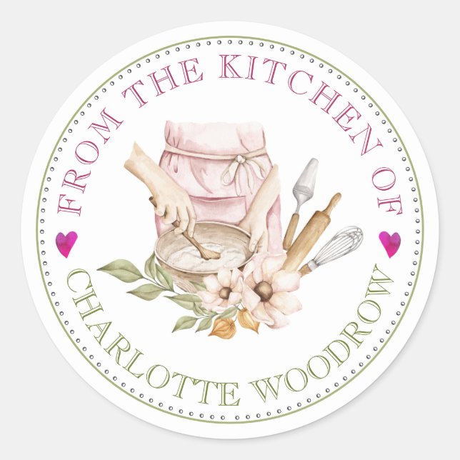 Pegatina Redonda Baker Pastry Chef Tools Food Label Sticker (Anverso)