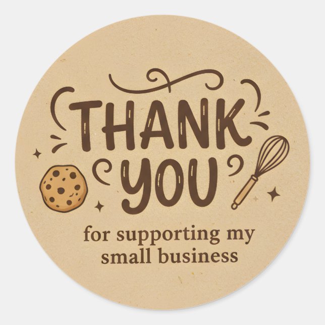 Pegatina Redonda Baker Thank You Sticker  Custom Baking Icon Design (Anverso)