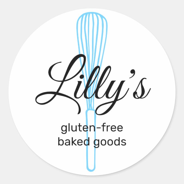 Pegatina Redonda Baker Whisk Bakery Square Business Card Classic Ro (Anverso)