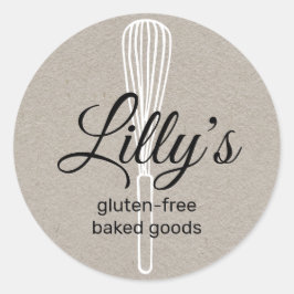 Pegatina Redonda Baker Whisk Bakery Square Kraft Business Card