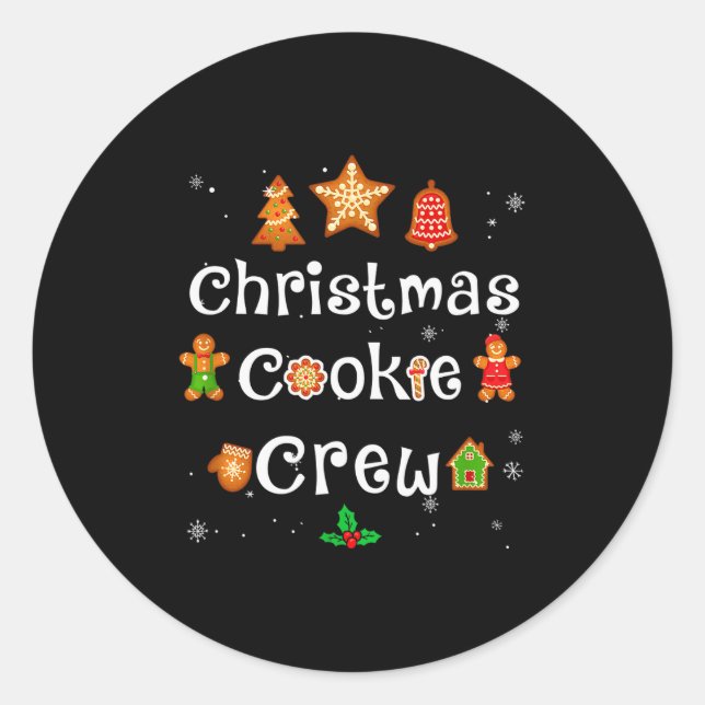 Pegatina Redonda Bakers Christmas Cookie Crew Family Baking Team Ho (Anverso)