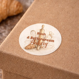 Pegatina Redonda Bakery Logo Pastry Shop Branding