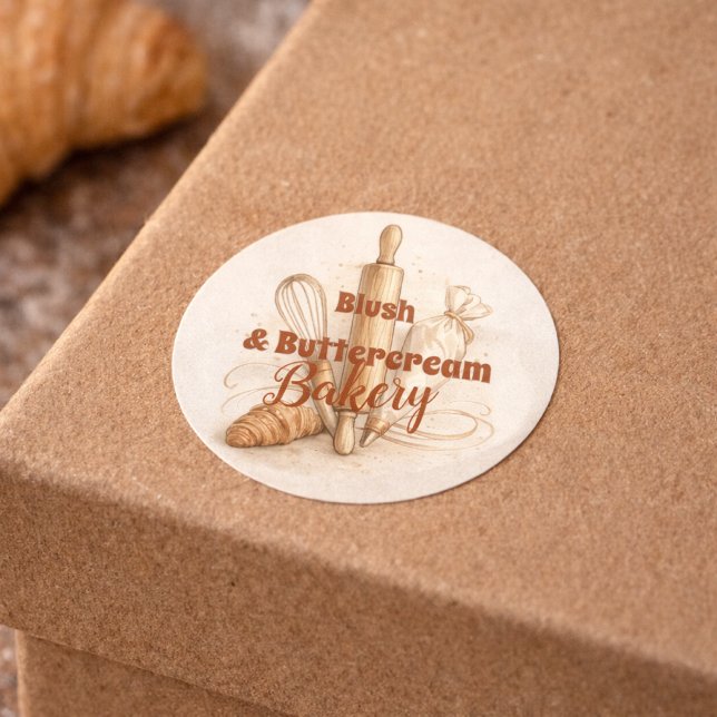 Pegatina Redonda Bakery Logo Pastry Shop Branding (Subido por el creador)