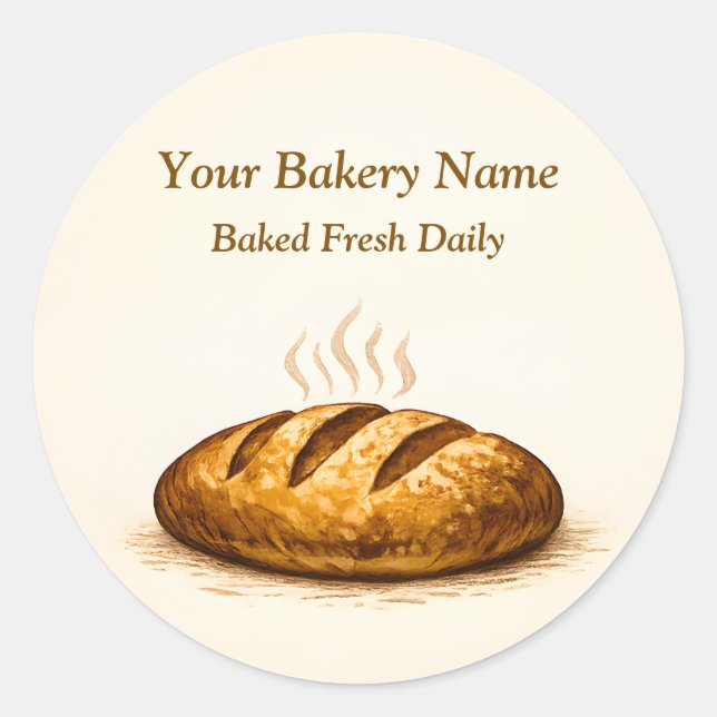 Pegatina Redonda Bakery Logo Sticker - Custom Bread Icon Design (Anverso)