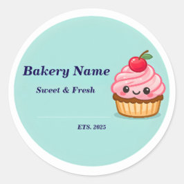 Pegatina Redonda Bakery Logo Sticker - Custom Cute Cupcake Design