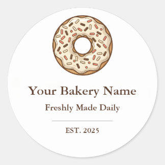Pegatina Redonda Bakery Logo Sticker - Custom Donut Icon Design
