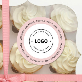 Pegatina Redonda Bakery Logo White and Pink