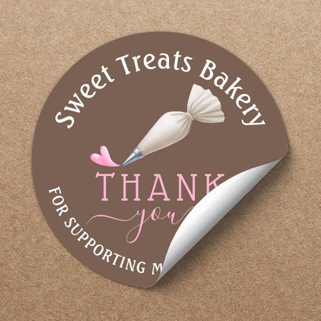 Pegatina Redonda Bakery Pastry Chef Coffee Brown Thank You (Subido por el creador)