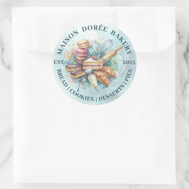 Pegatina Redonda Bakery Store Pastry Chef Dessert Sweets Cake Baker (Bolso)