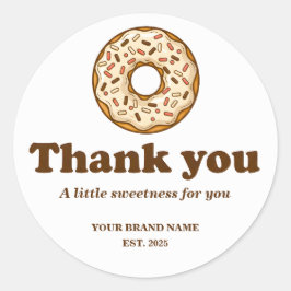 Pegatina Redonda Bakery Thank You Sticker Brown Donut Illustration 