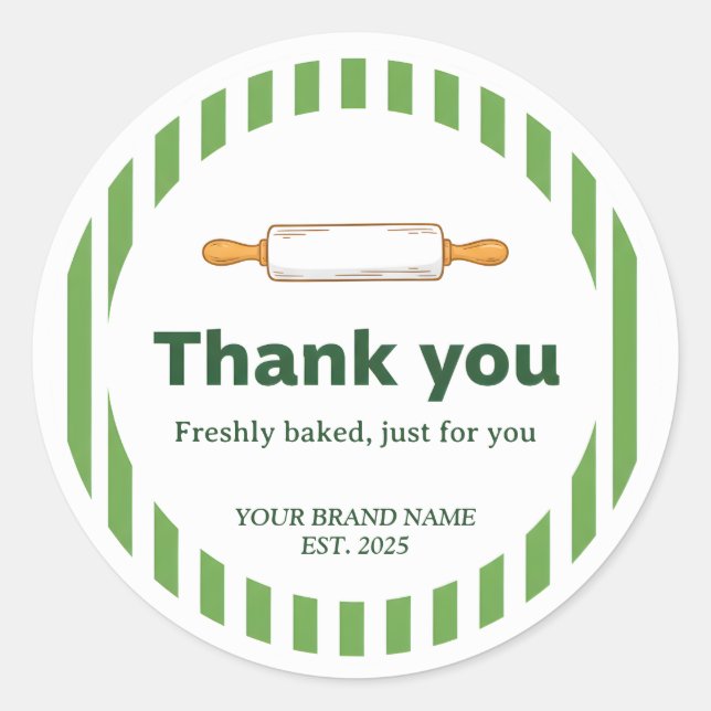 Pegatina Redonda Bakery Thank You Sticker - Custom Baking Design (Anverso)