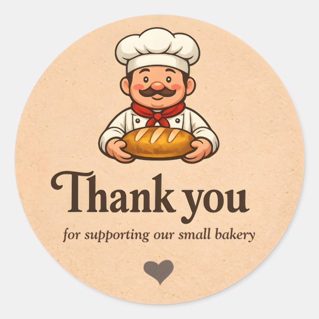 Pegatina Redonda Bakery Thank You Sticker - Custom Chef Design (Anverso)