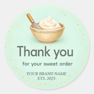 Pegatina Redonda Bakery Thank You Sticker Custom Mint Green Design