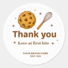 Pegatina Redonda Bakery Thank You Stickers Cookie and Whisk Design