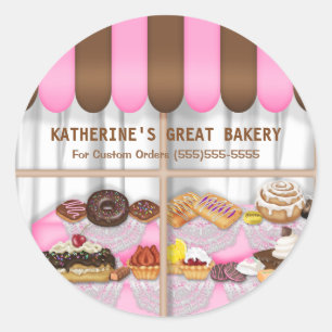 Pegatina Redonda Bakery Window Business
